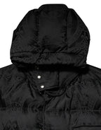 Dolce & Gabbana Black Jacquard Quilted Puffer Hooded Jacket - Zeiniez