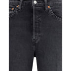 RE/DONE Black Cotton Flared Jeans