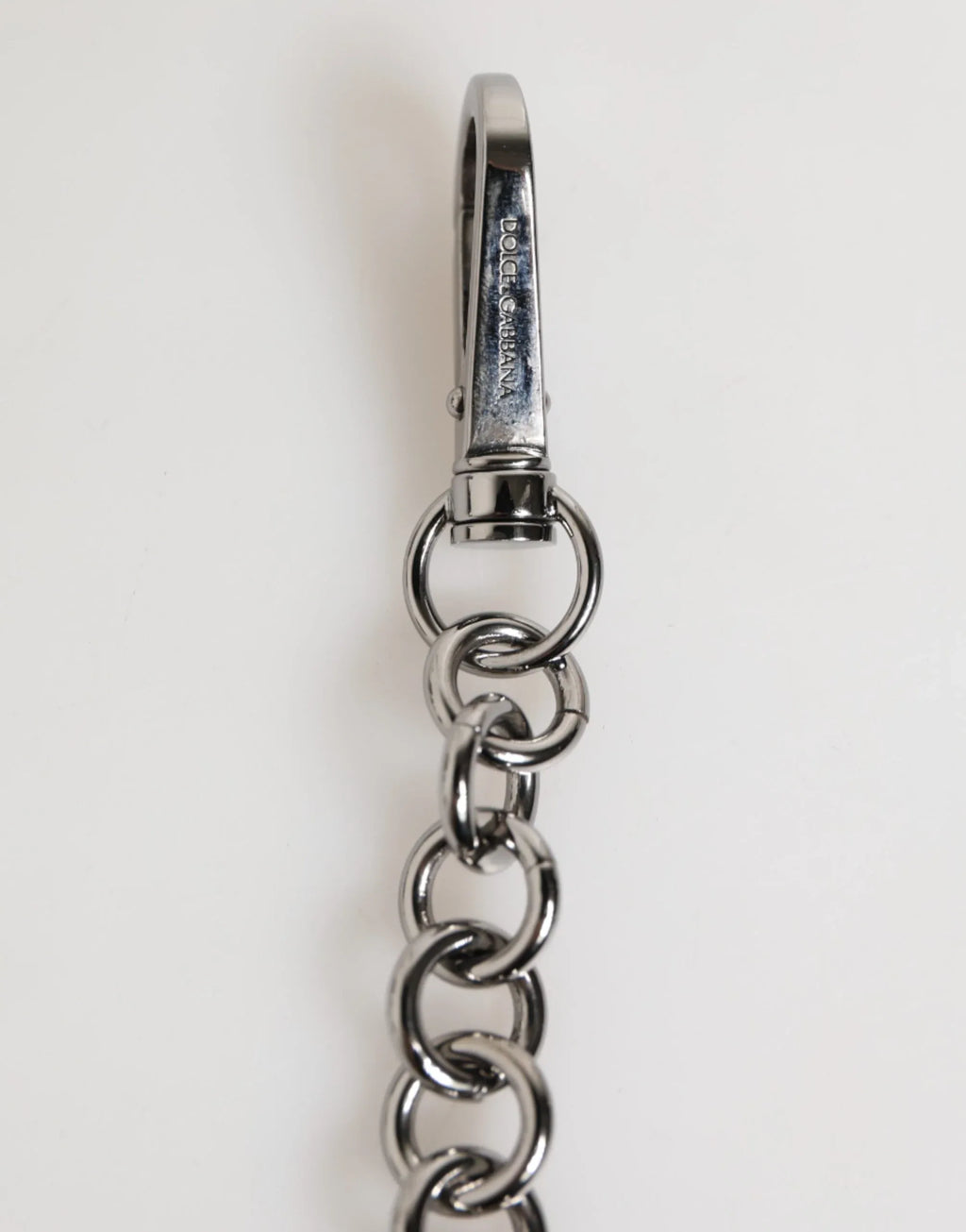 Dolce & Gabbana Black White DG Rubber Logo Silver Men Keychain Keyring - Zeiniez