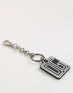 Dolce & Gabbana Black White DG Rubber Logo Silver Men Keychain Keyring - Zeiniez