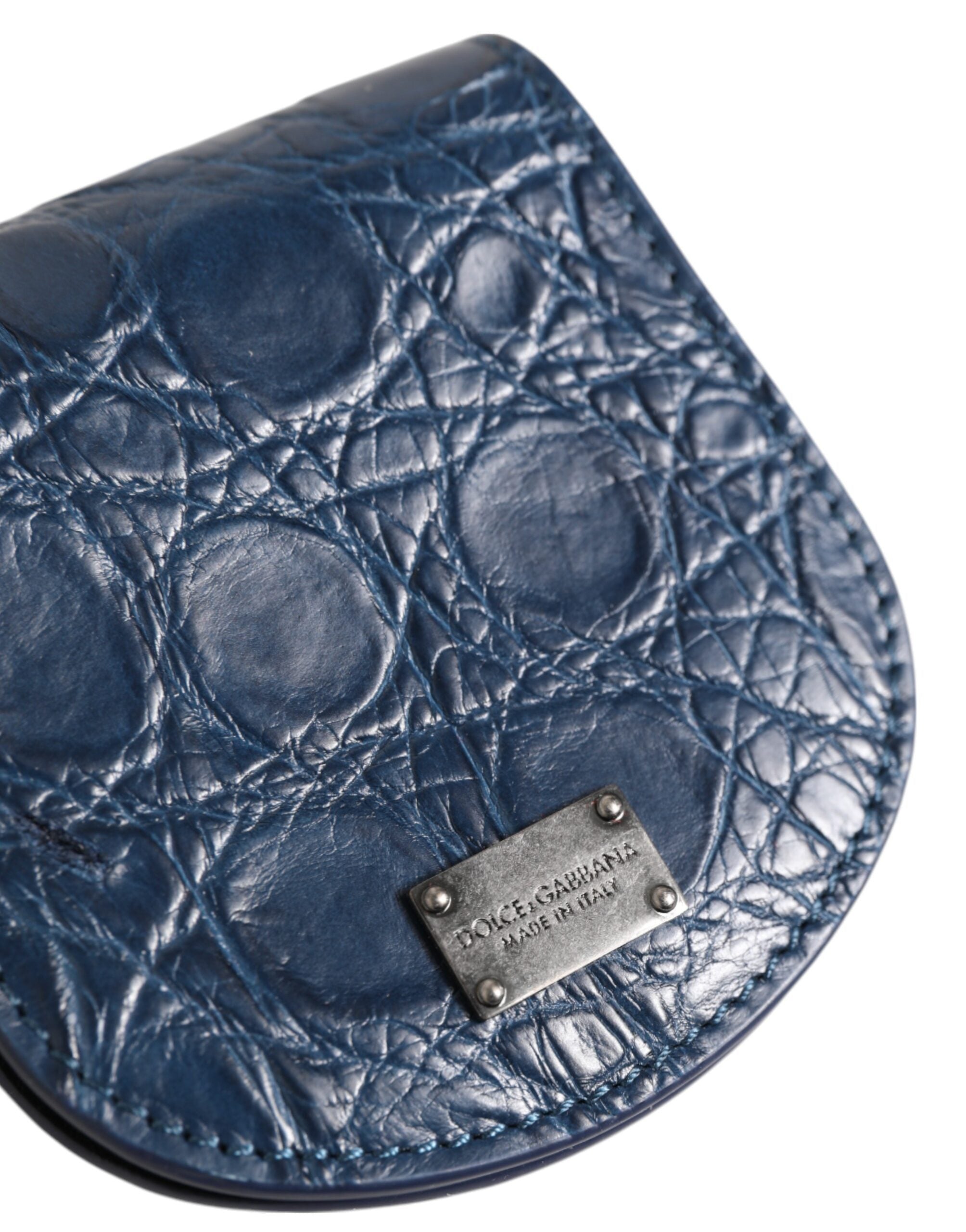 Dolce & Gabbana Blue Exotic Skin Coin Condom Case Holder Pocket Wallet - Zeiniez