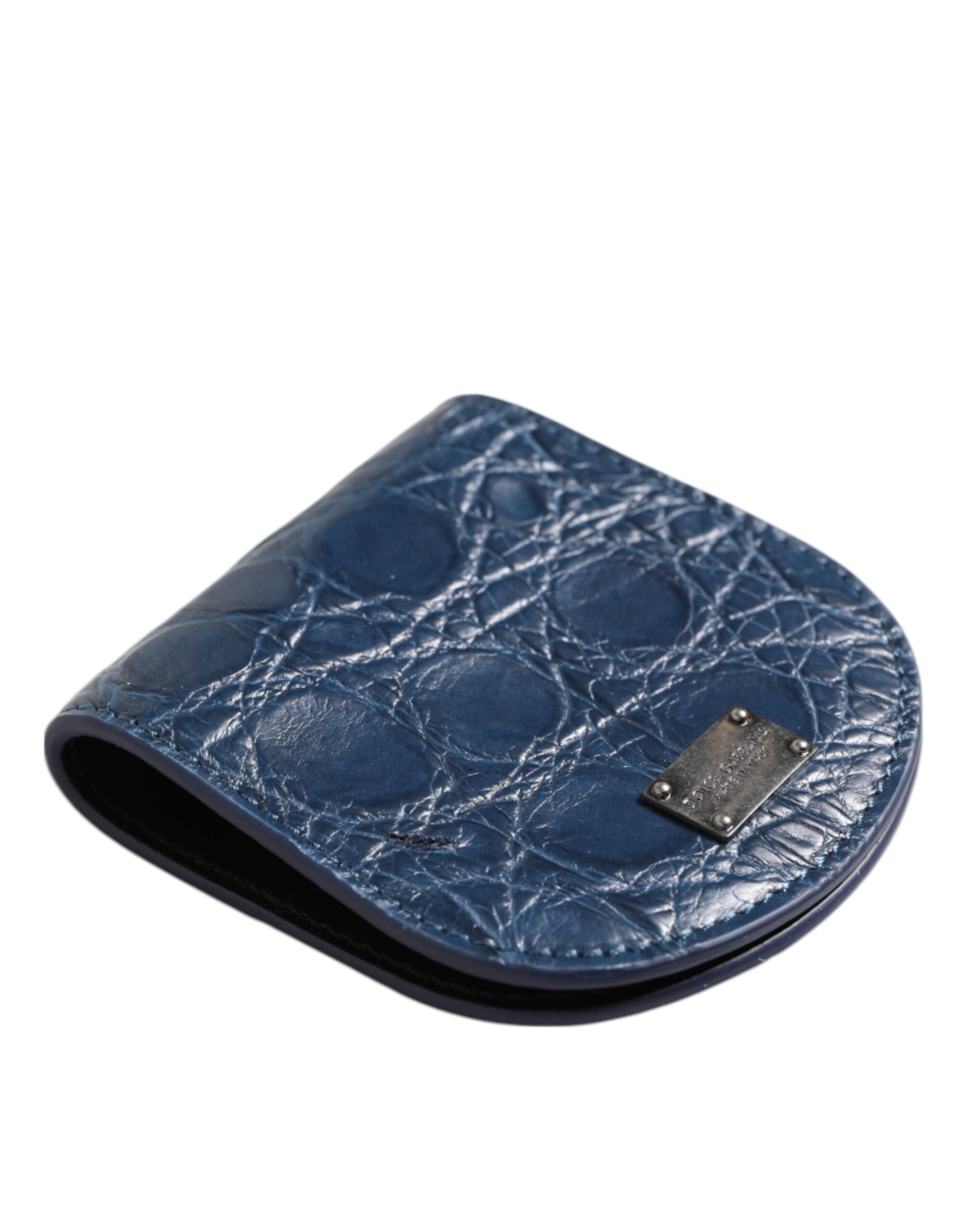 Dolce & Gabbana Blue Exotic Skin Coin Condom Case Holder Pocket Wallet - Zeiniez