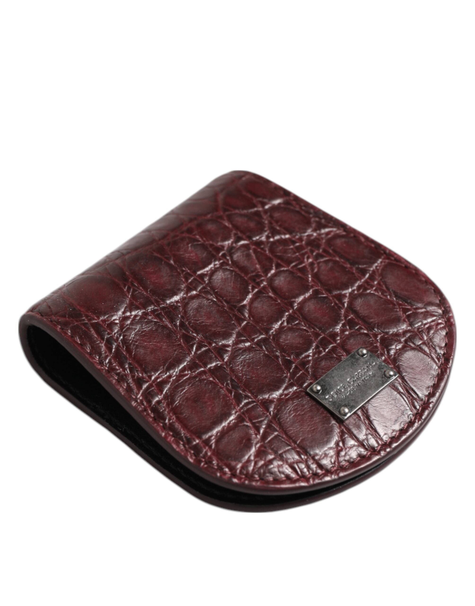 Dolce & Gabbana Burgundy Exotic Skin Coin Condom Case Holder Pocket Wallet - Zeiniez