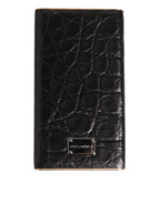 Dolce & Gabbana Black Leather Exotic Skin 3000mAh Power Bank Charger USB