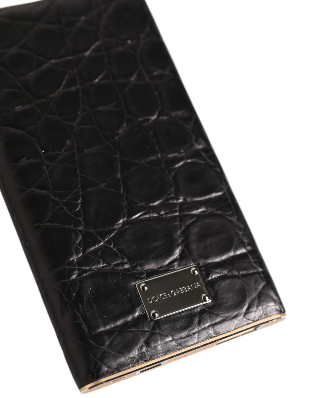 Dolce & Gabbana Black Leather Exotic Skin 3000mAh Power Bank Charger USB - Zeiniez