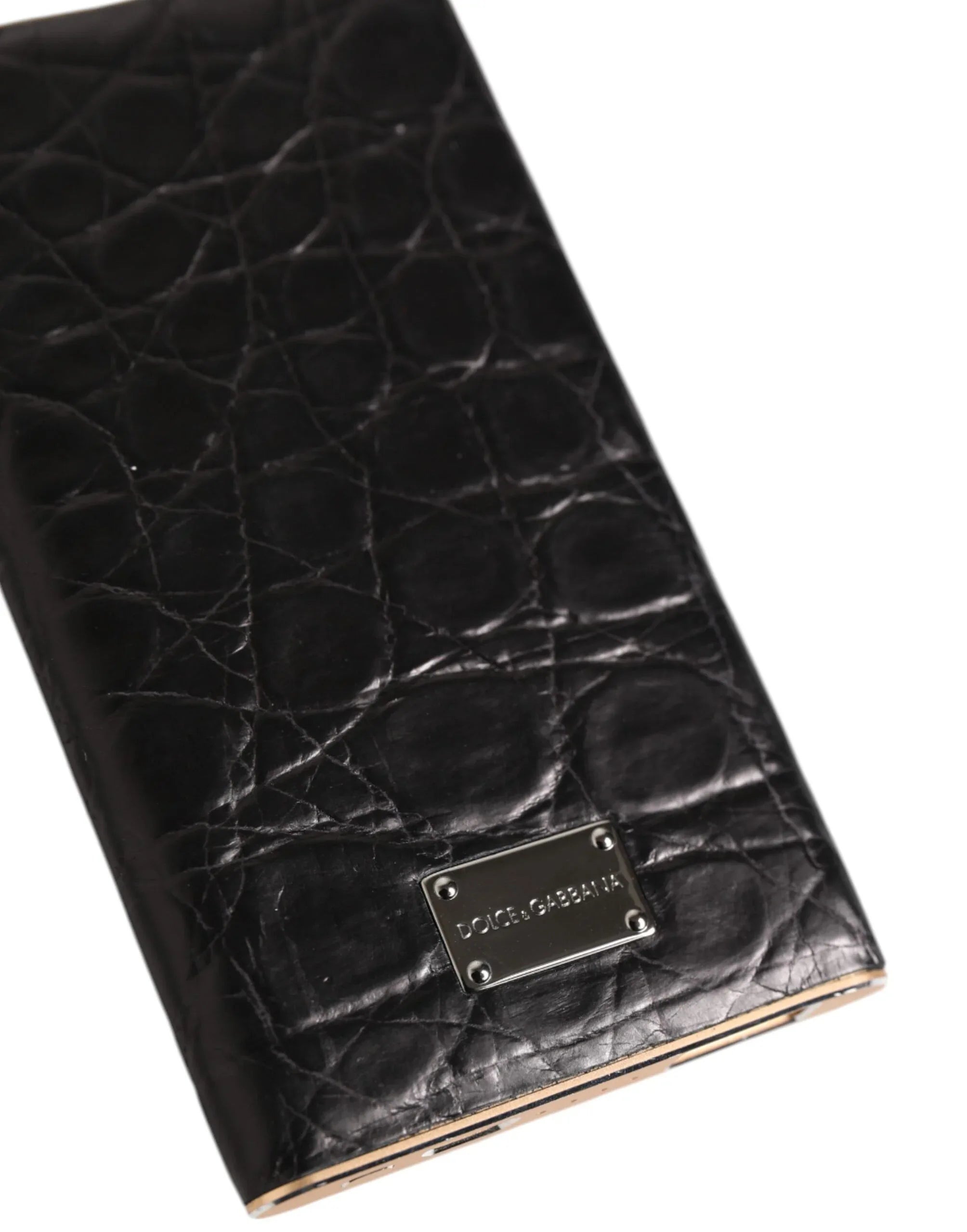 Dolce & Gabbana Black Leather Exotic Skin 3000mAh Power Bank Charger USB - Zeiniez