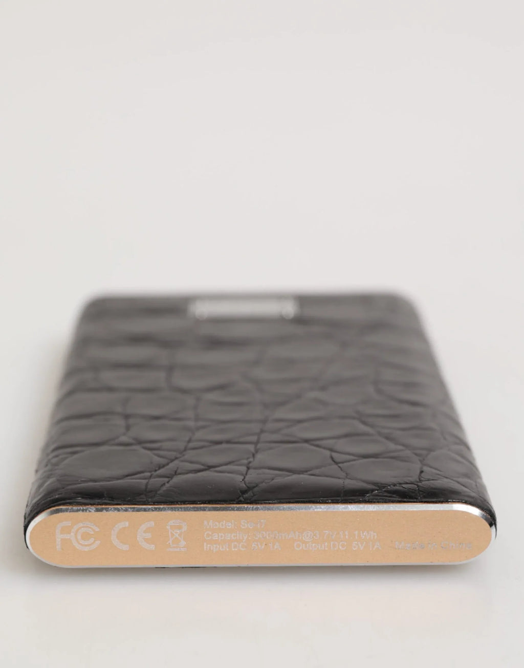 Dolce & Gabbana Black Leather Exotic Skin 3000mAh Power Bank Charger USB - Zeiniez