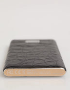 Dolce & Gabbana Black Leather Exotic Skin 3000mAh Power Bank Charger USB - Zeiniez