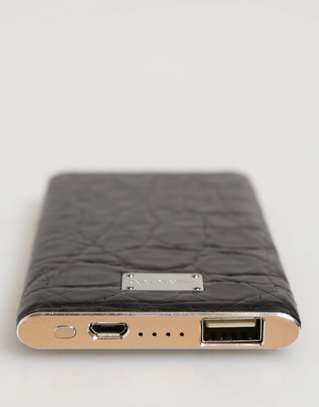 Dolce & Gabbana Black Leather Exotic Skin 3000mAh Power Bank Charger USB - Zeiniez