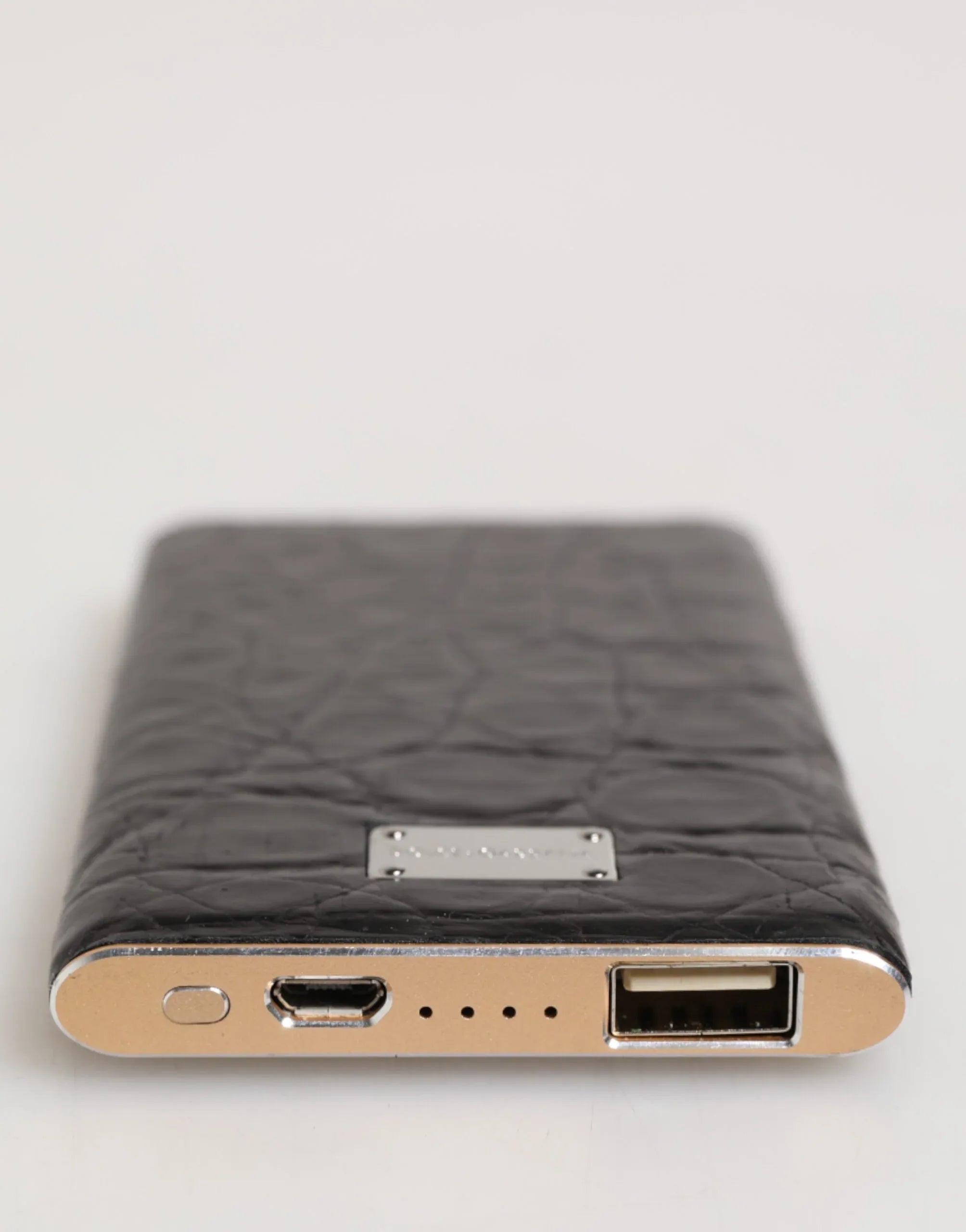 Dolce & Gabbana Black Leather Exotic Skin 3000mAh Power Bank Charger USB - Zeiniez