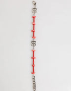 Dolce & Gabbana Silver Tone Brass Beaded Resin DG Logo Chain Men Bracelet - Zeiniez