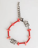 Dolce & Gabbana Silver Tone Brass Beaded Resin DG Logo Chain Men Bracelet - Zeiniez