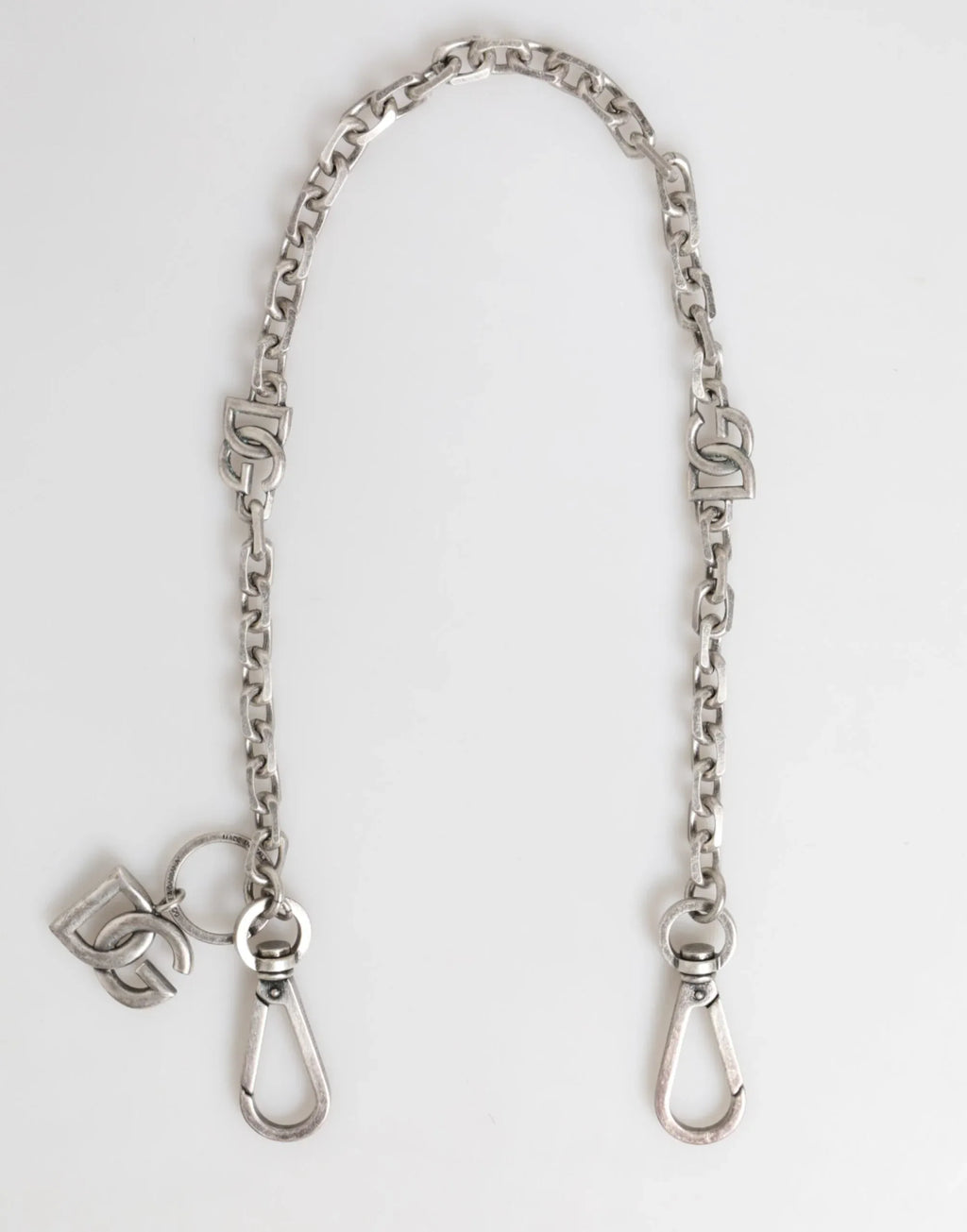 Dolce & Gabbana Silver Tone Brass DG Logo Detailing Chain Men Necklace - Zeiniez