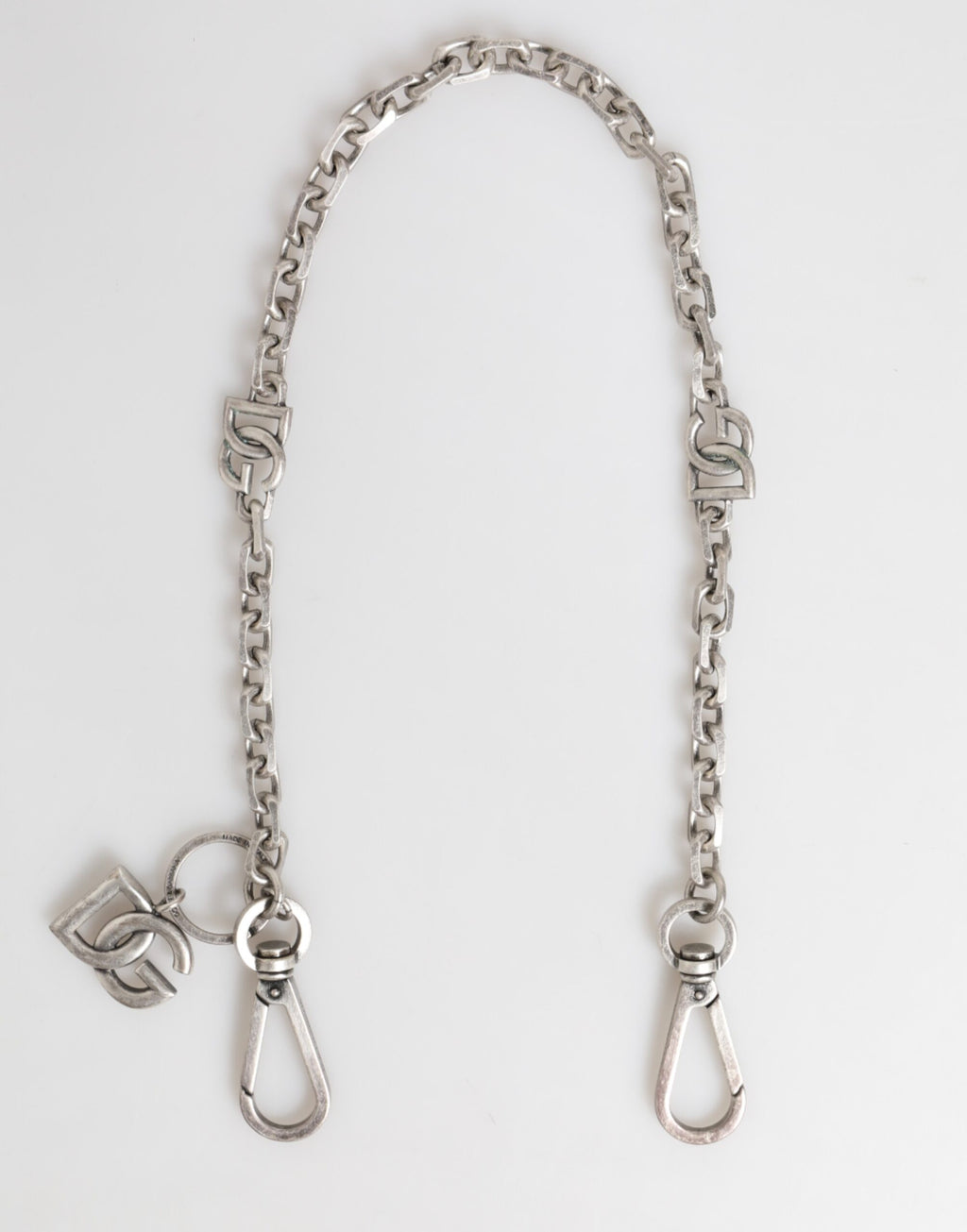 Dolce & Gabbana Silver Tone Brass DG Logo Detailing Chain Men Necklace