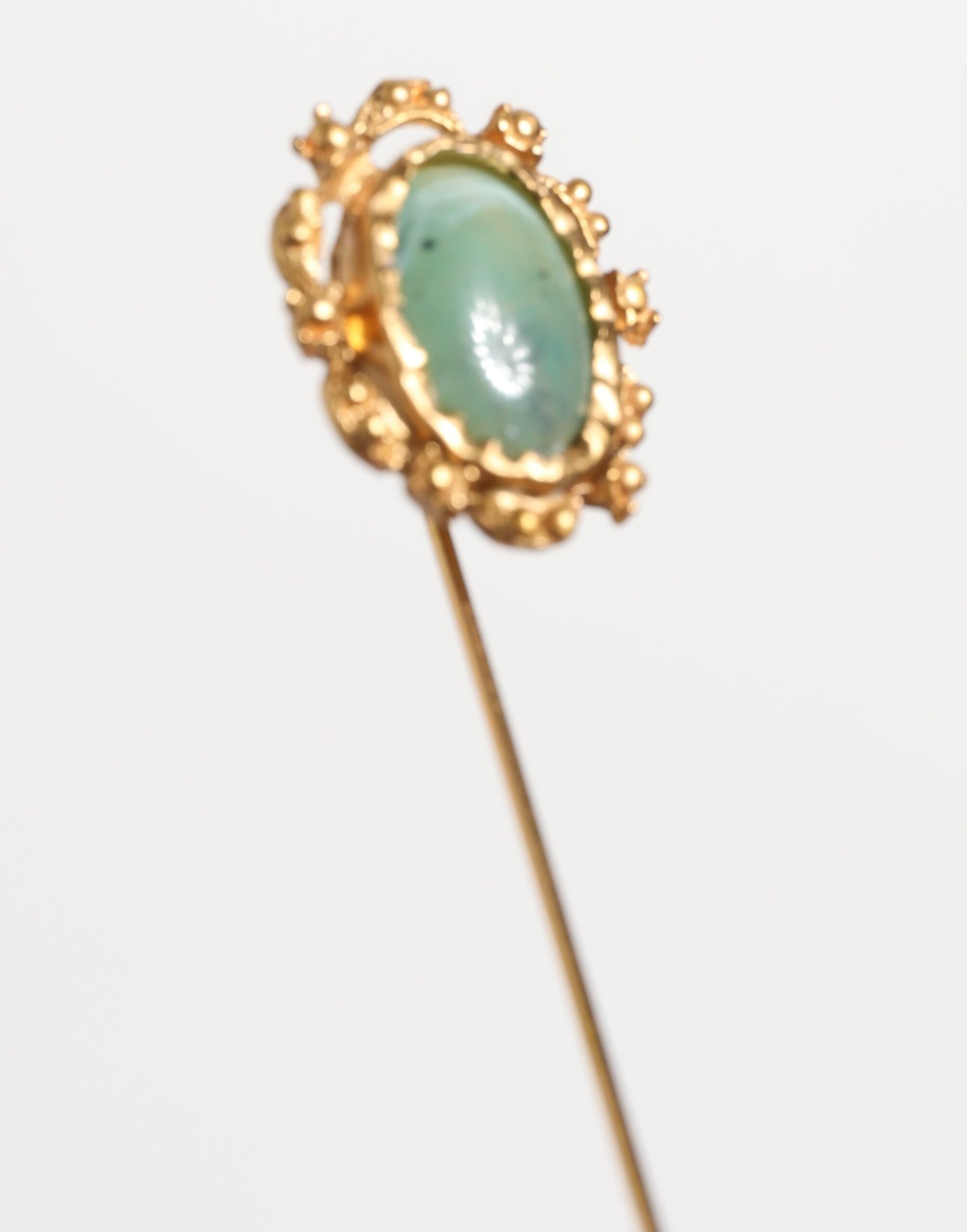 Dolce & Gabbana Gold Tone Green Stone Antique Men Accessory Brooch Pin - Zeiniez
