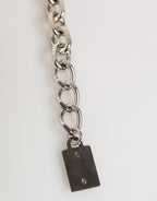 Dolce & Gabbana Silver Chain Brass Beaded Lobster Clasp Logo Men Bracelet