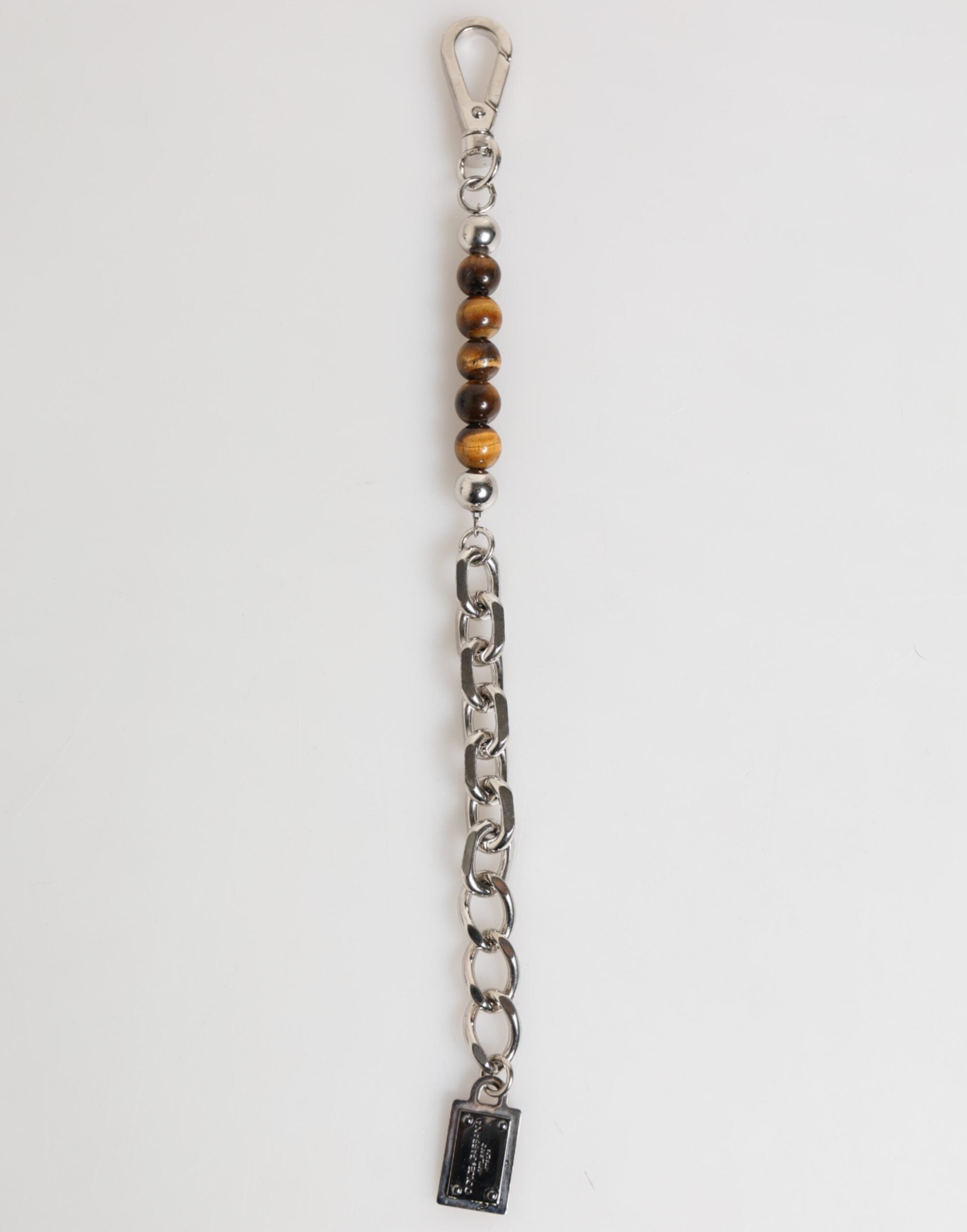 Dolce & Gabbana Silver Chain Brass Beaded Lobster Clasp Logo Men Bracelet - Zeiniez