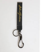 Dolce & Gabbana Black Yellow Polyester DG Logo Silver Keychain Keyring - Zeiniez