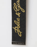 Dolce & Gabbana Black Yellow Polyester DG Logo Silver Keychain Keyring - Zeiniez