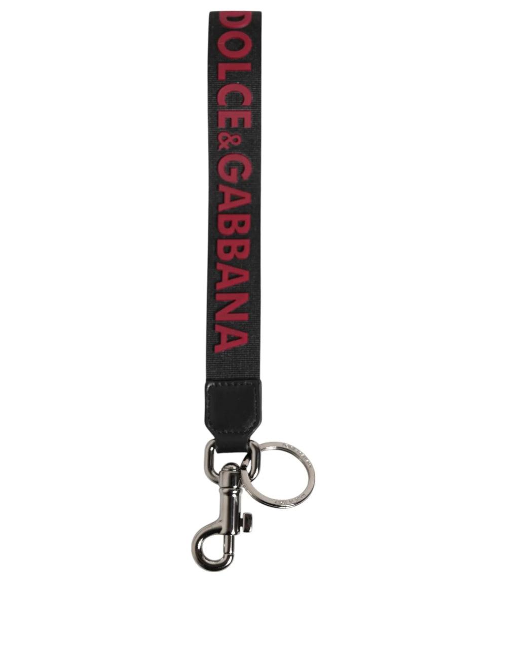 Dolce & Gabbana Black Red DG Logo Polyester Silver Men Keychain Keyring - Zeiniez