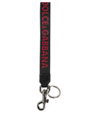 Dolce & Gabbana Black Red DG Logo Polyester Silver Men Keychain Keyring - Zeiniez