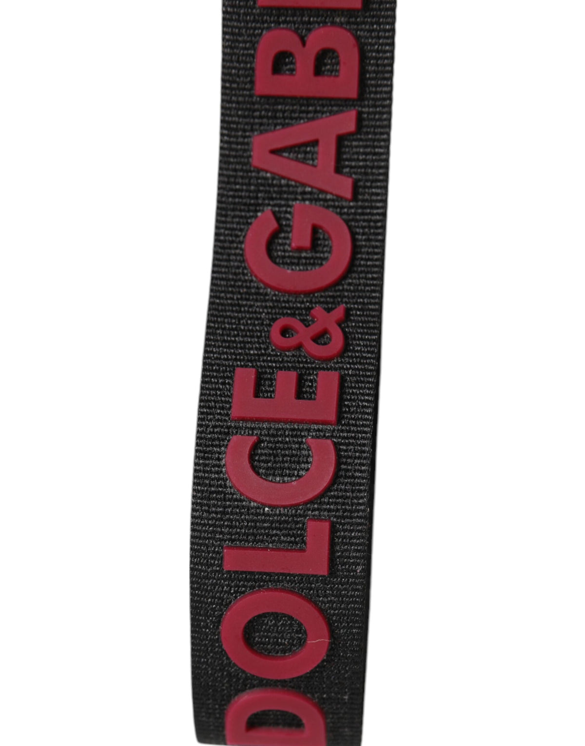 Dolce & Gabbana Black Red DG Logo Polyester Silver Men Keychain Keyring