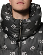 Dolce & Gabbana Black DG Monogram Full Zip Puffer Men Jacket - Zeiniez