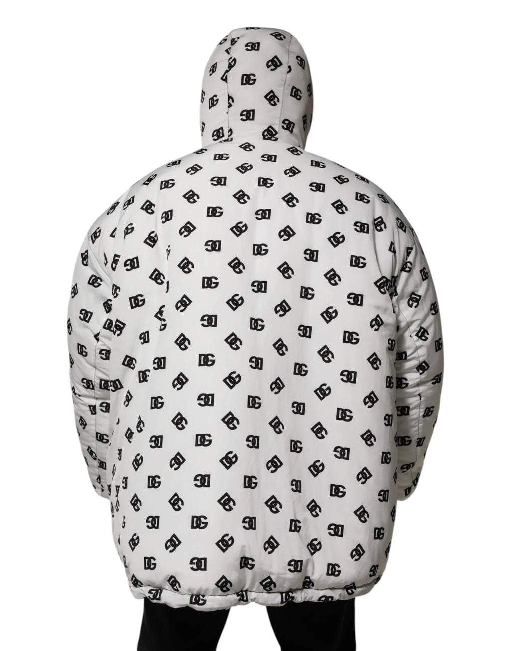 Dolce & Gabbana White DG Monogram Hooded Puffer Jacket - Zeiniez