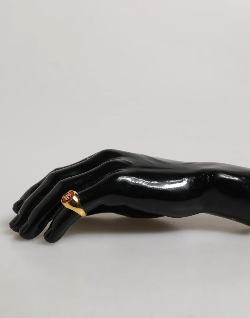 Dolce & Gabbana Gold Tone Real Brass Red DG Logo Men Ring - Zeiniez