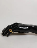 Dolce & Gabbana Gold Tone Real Brass Red DG Logo Men Ring - Zeiniez