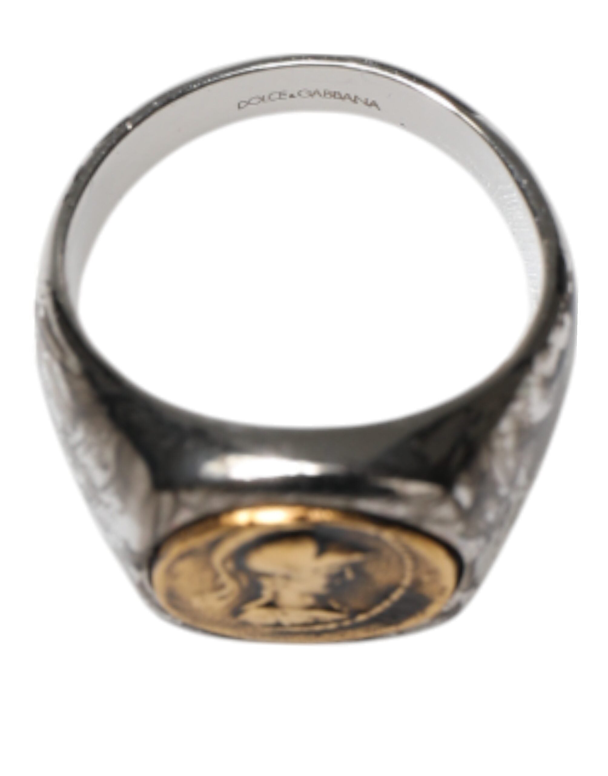 Dolce & Gabbana Silver Tone Engraved Two Color Real Brass Ring - Zeiniez