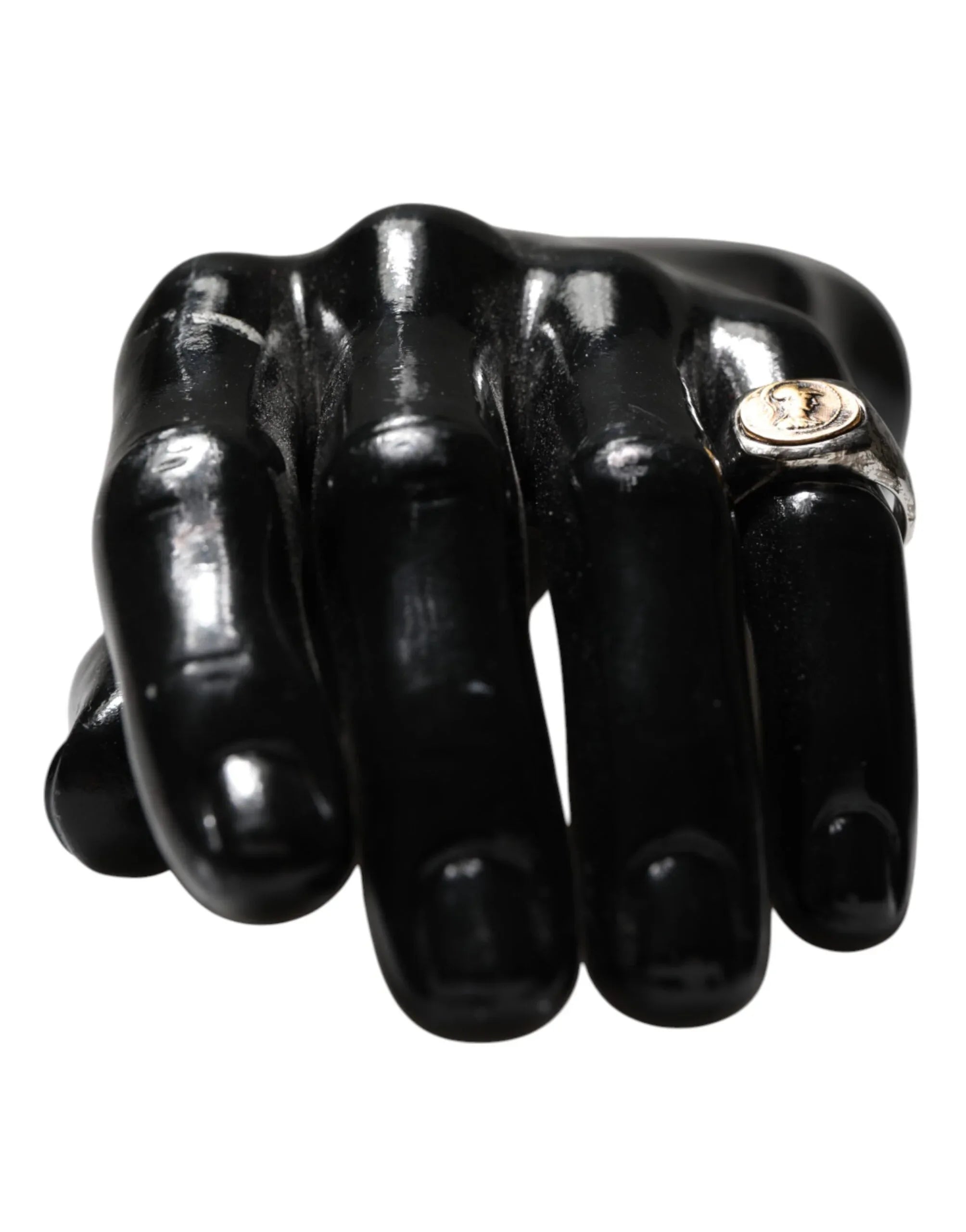 Dolce & Gabbana Silver Tone Engraved Two Color Real Brass Ring - Zeiniez