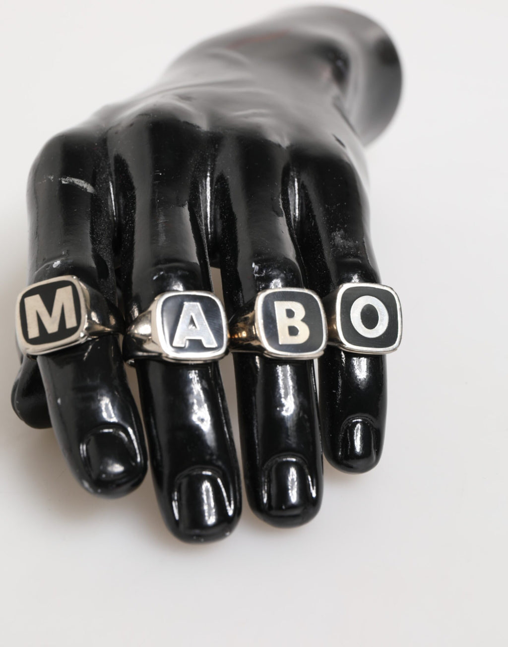 Dolce & Gabbana Silver Tone Brass Lettering Set 5 Pieces Adjustable Ring - Zeiniez