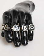 Dolce & Gabbana Silver Tone Brass Lettering Set 5 Pieces Adjustable Ring - Zeiniez