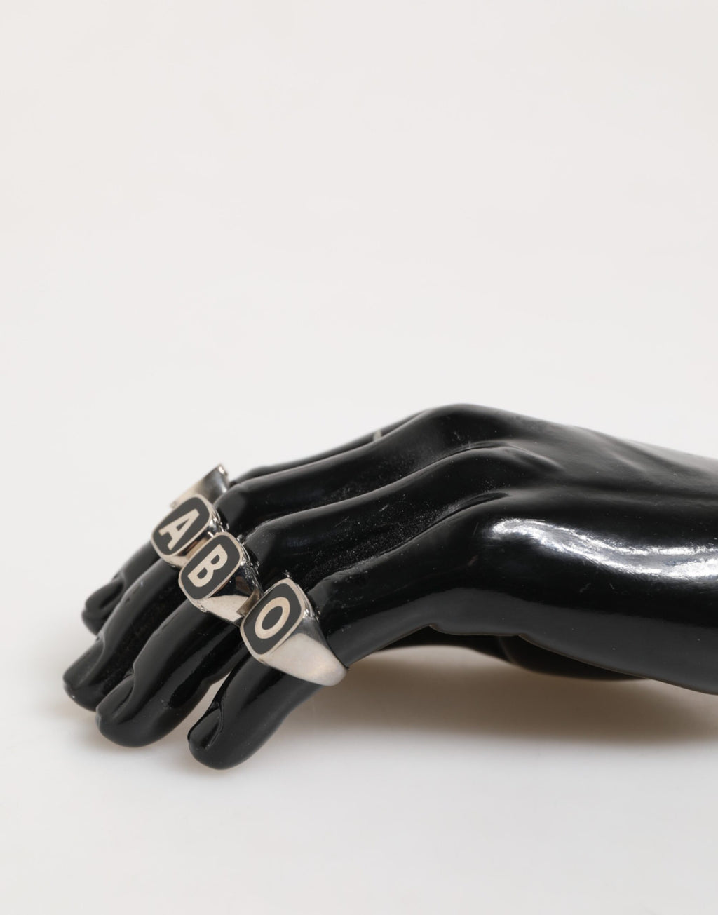 Dolce & Gabbana Silver Tone Brass Lettering Set 5 Pieces Adjustable Ring - Zeiniez