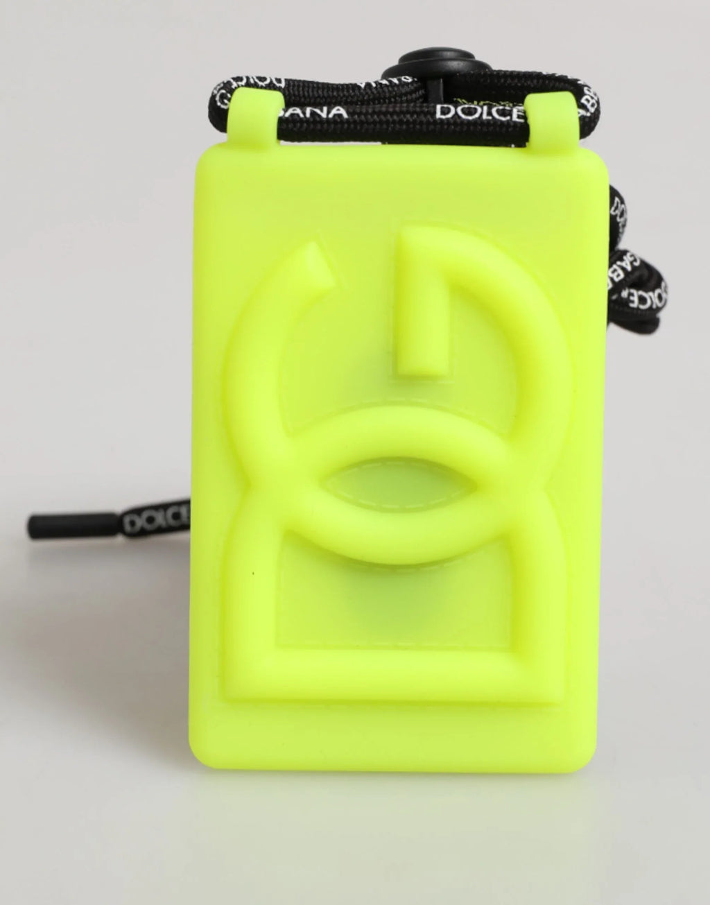 Dolce & Gabbana Yellow Green Rubber DG Embossed Adjustable Badge Holder - Zeiniez