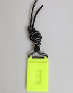 Dolce & Gabbana Yellow Green Rubber DG Embossed Adjustable Badge Holder - Zeiniez