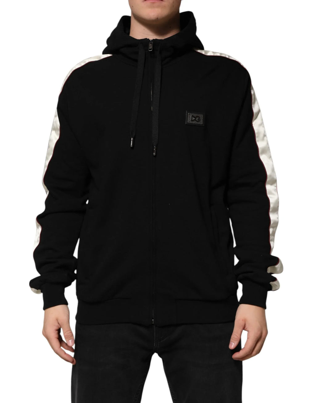 Dolce & Gabbana Black Cotton Plaque Track Cardigan Sweater - Zeiniez