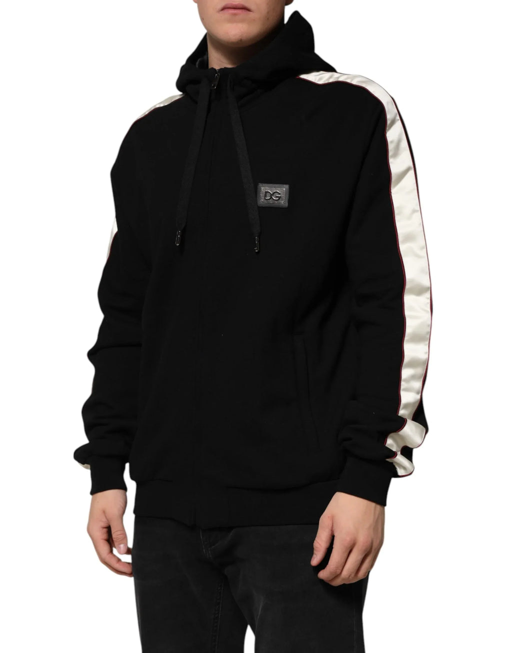 Dolce & Gabbana Black Cotton Plaque Track Cardigan Sweater - Zeiniez