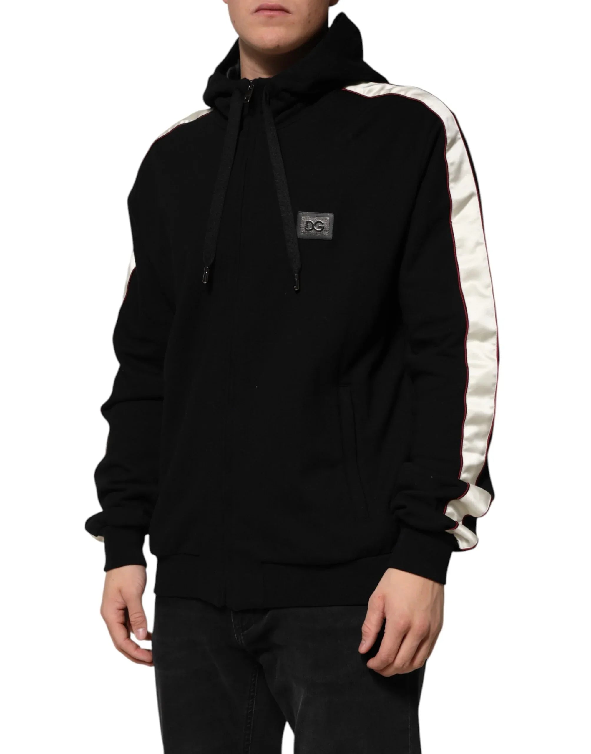 Dolce & Gabbana Black Cotton Plaque Track Cardigan Sweater - Zeiniez