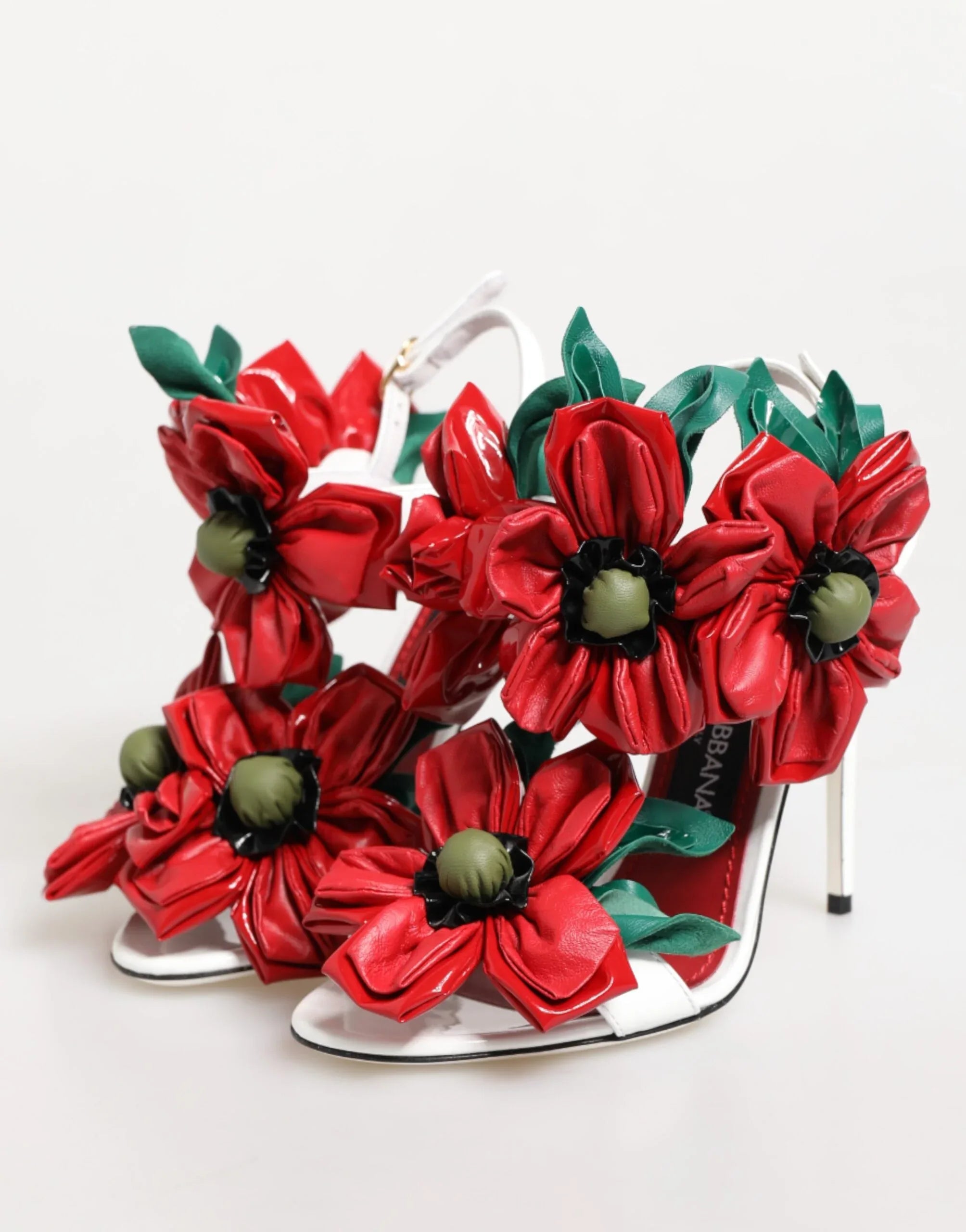 Dolce & Gabbana White Red Floral Detailing Sandals Shoes - Zeiniez