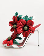 Dolce & Gabbana White Red Floral Detailing Sandals Shoes - Zeiniez