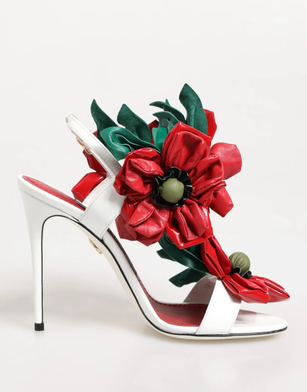Dolce & Gabbana White Red Floral Detailing Sandals Shoes - Zeiniez