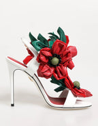 Dolce & Gabbana White Red Floral Detailing Sandals Shoes - Zeiniez