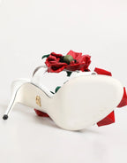Dolce & Gabbana White Red Floral Detailing Sandals Shoes - Zeiniez
