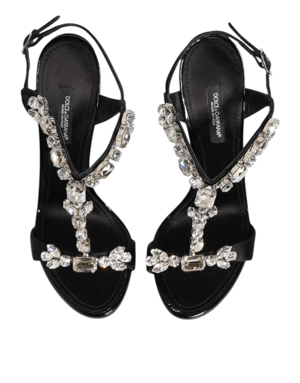 Dolce & Gabbana Black Keira Crystals Heels Sandals Shoes - Zeiniez