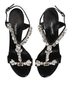 Dolce & Gabbana Black Keira Crystals Heels Sandals Shoes - Zeiniez