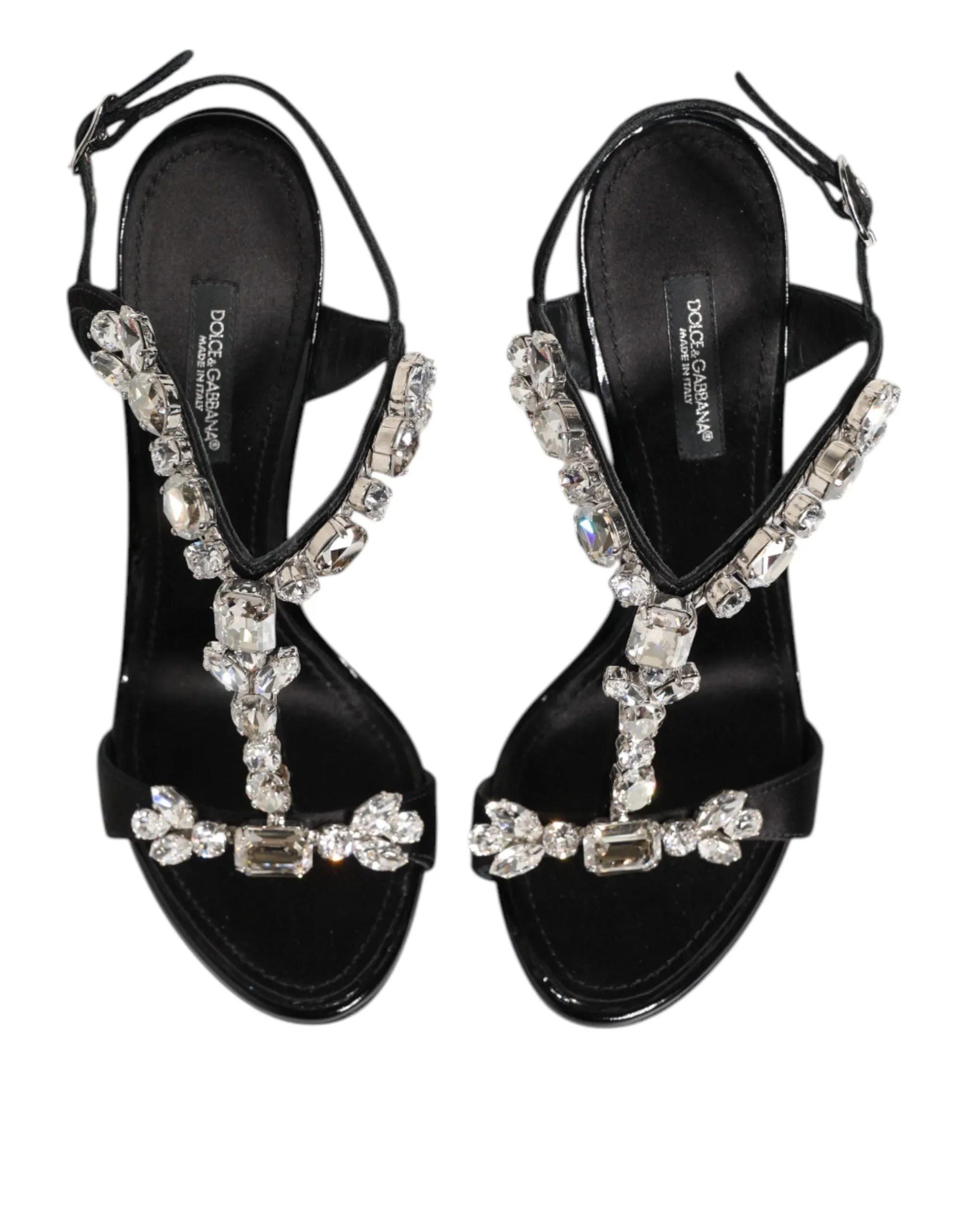 Dolce & Gabbana Black Keira Crystals Heels Sandals Shoes - Zeiniez