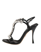 Dolce & Gabbana Black Keira Crystals Heels Sandals Shoes - Zeiniez