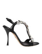 Dolce & Gabbana Black Keira Crystals Heels Sandals Shoes - Zeiniez